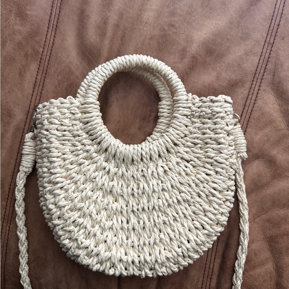 Beige Woven Handbag
